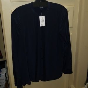 Vince. Long Sleeve Silk Sheer Blouse